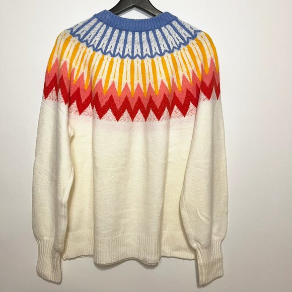 French Connection Essentials Women's Long Sleeve Ivory Fair Isle Sweater… - Picture 6 of 7